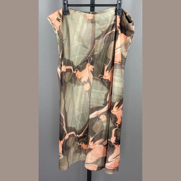 NEW Banana Republic Skirt Womens XL pink green floral water color satin - Picture 7 of 9